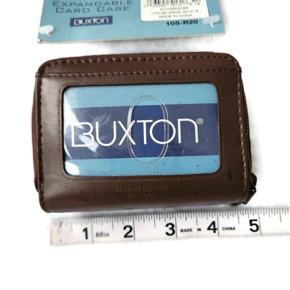 Buxton Brown Genuine Leather Expandable Card Case - Picture 7 of 8